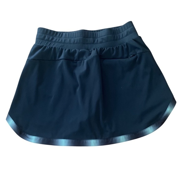 Adidas Navy Athletic Skirt Skort Graphic Trim Round Hem Zip Pocket Sz M - Picture 2 of 8